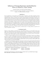 Influence of viewing experience and stabilization phase in subjective video testing